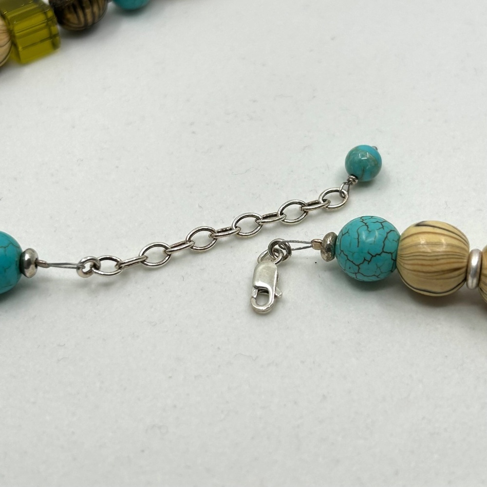 🎁GiftReady NWT Handmade Chunky Wood and Semi-Precious Necklace and Earrings SET - Picture 9 of 13